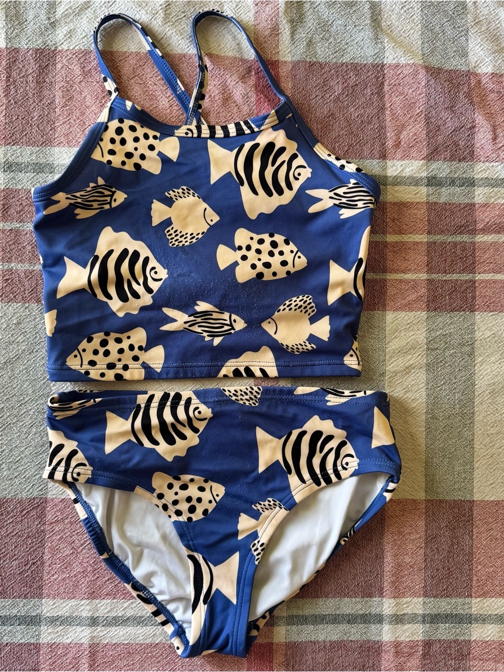 Hanna Anderson Blue Fish-Print Girls' Two-Piece Swim Set